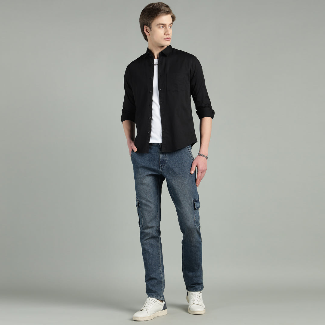 Men Sky Slim Fit Cotton Casual Shirt