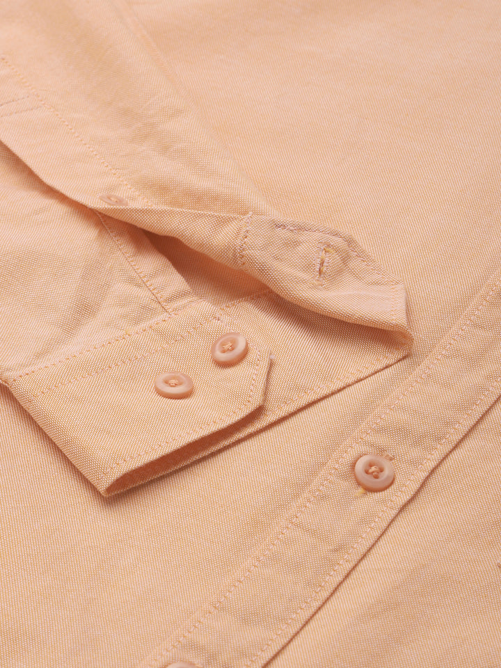 Men Orange Cotton Casual Shirt