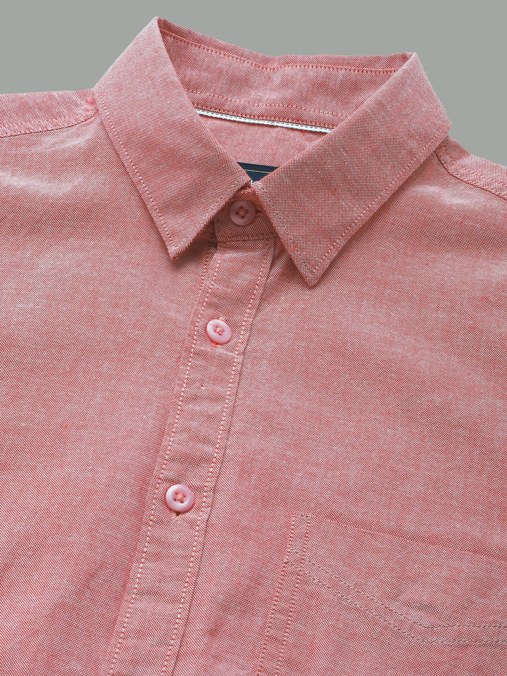 Men Red Cotton Casual Shirt