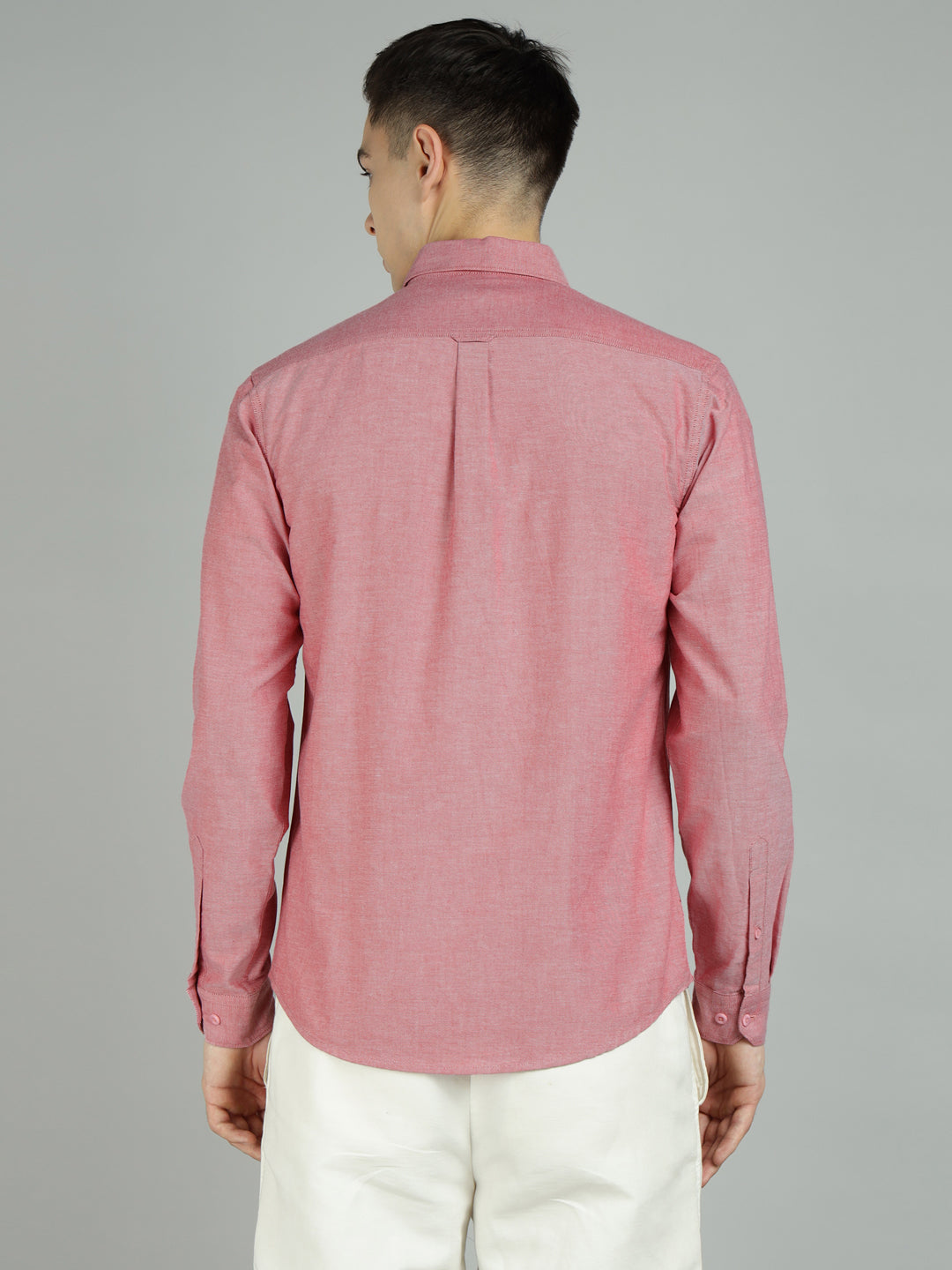 Men Red Cotton Casual Shirt