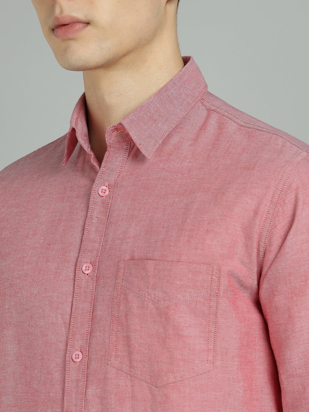 Men Red Cotton Casual Shirt