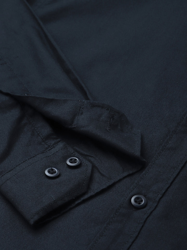 Men Navy Cotton Casual Shirt