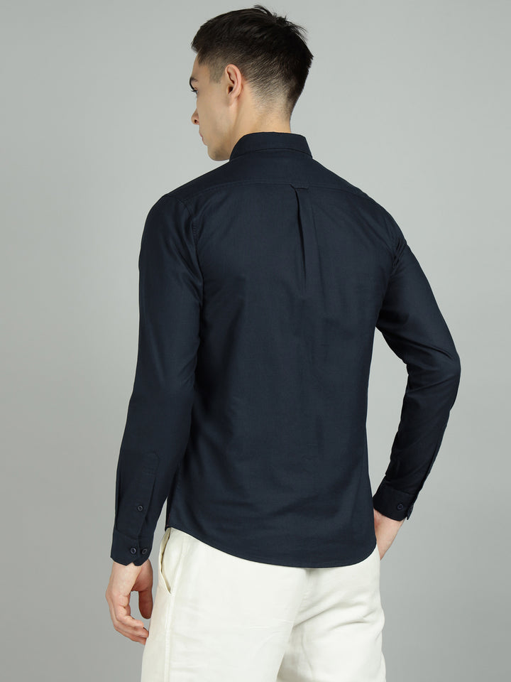 Men Navy Cotton Casual Shirt