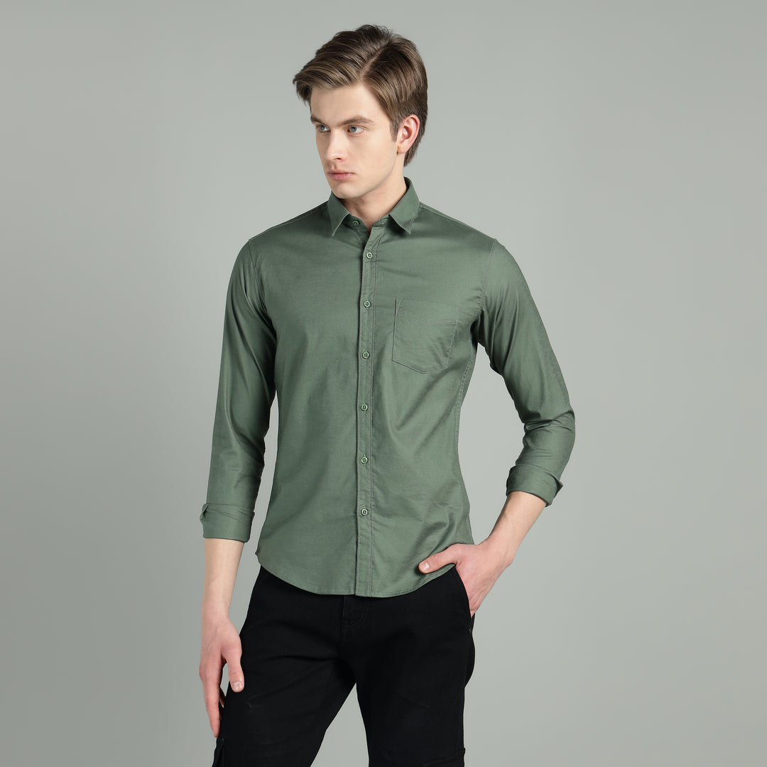 Men’s Solid Color Stretchable Casual Shirt