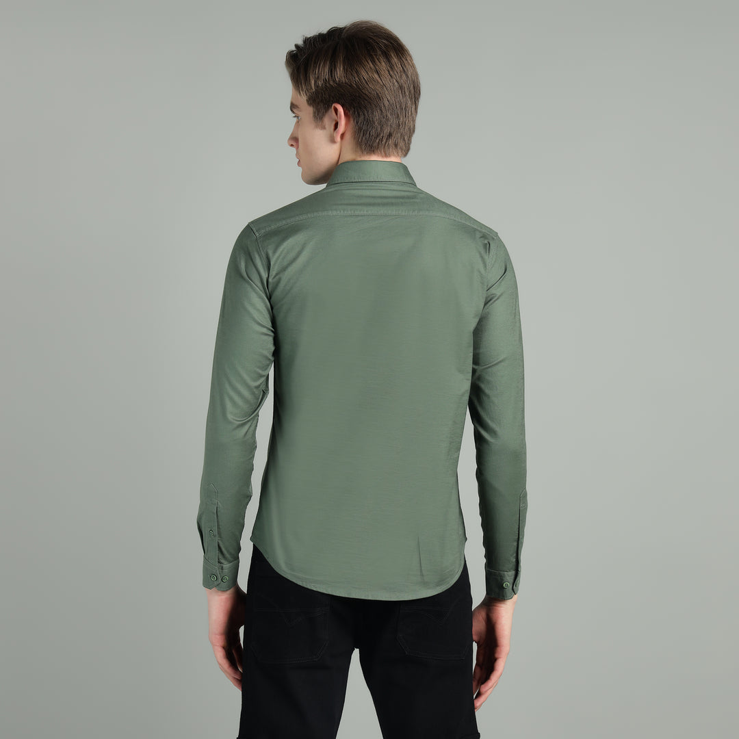 Men’s Solid Color Stretchable Casual Shirt