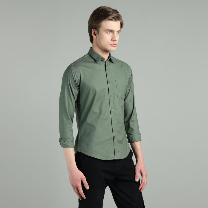 Men’s Solid Color Stretchable Casual Shirt