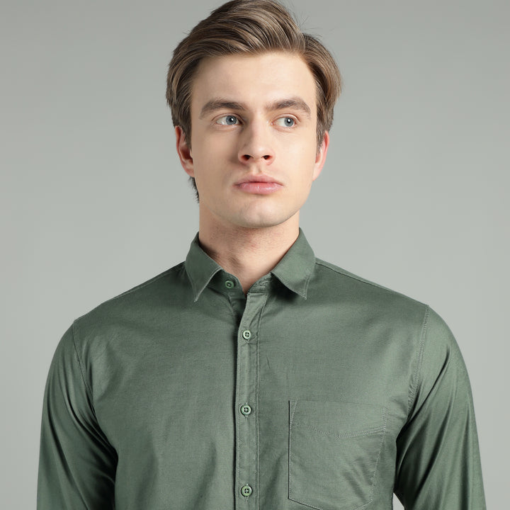 Men’s Solid Color Stretchable Casual Shirt