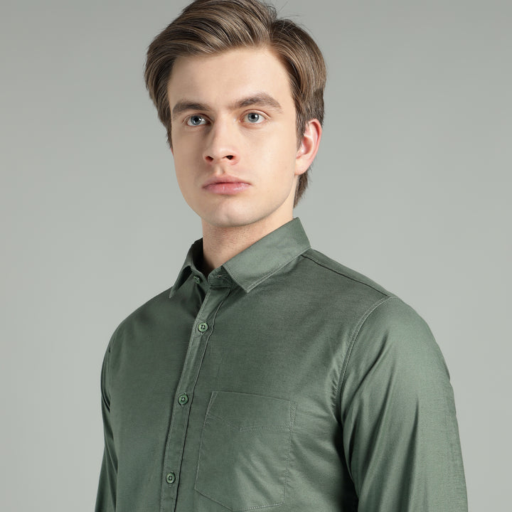 Men’s Solid Color Stretchable Casual Shirt