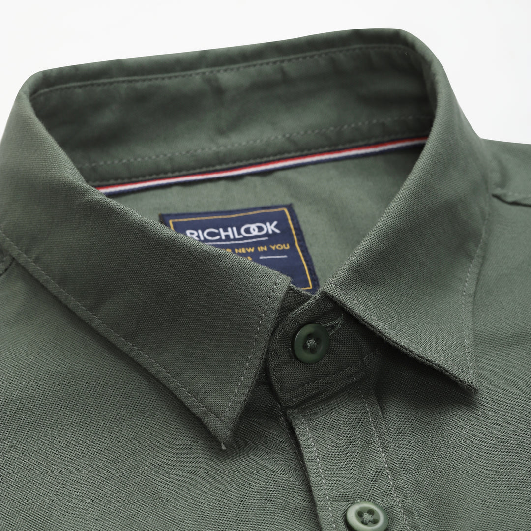 Men’s Solid Color Stretchable Casual Shirt