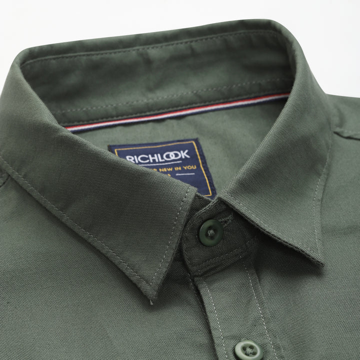 Men’s Solid Color Stretchable Casual Shirt