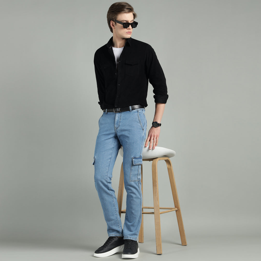 Men’s Slim-Fit Denim Cargo Jeans