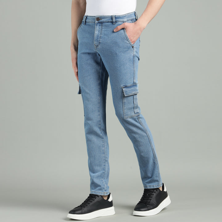Men’s Slim-Fit Denim Cargo Jeans