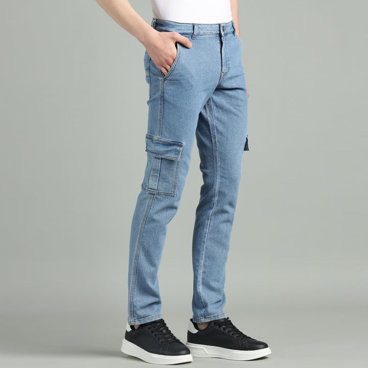 Men’s Slim-Fit Denim Cargo Jeans