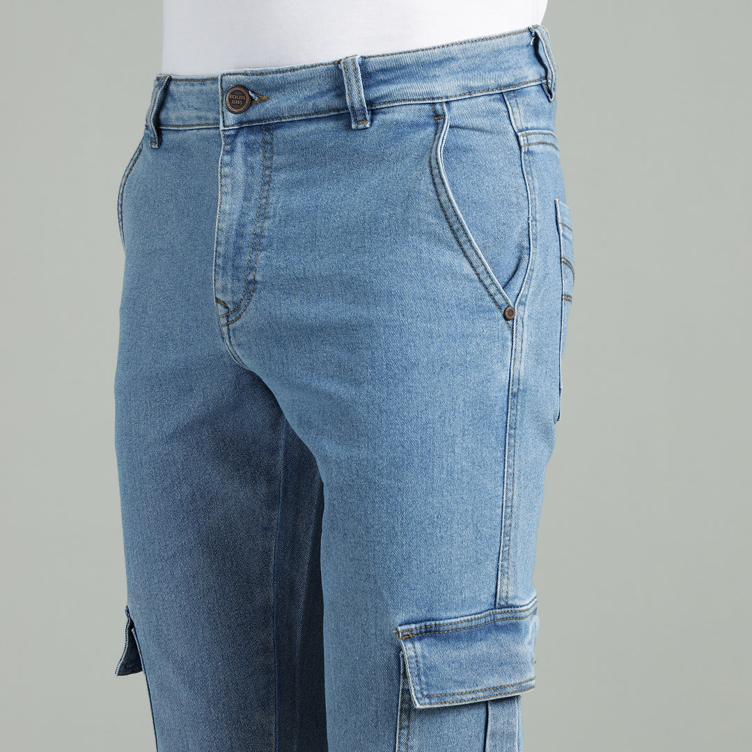 Men’s Slim-Fit Denim Cargo Jeans