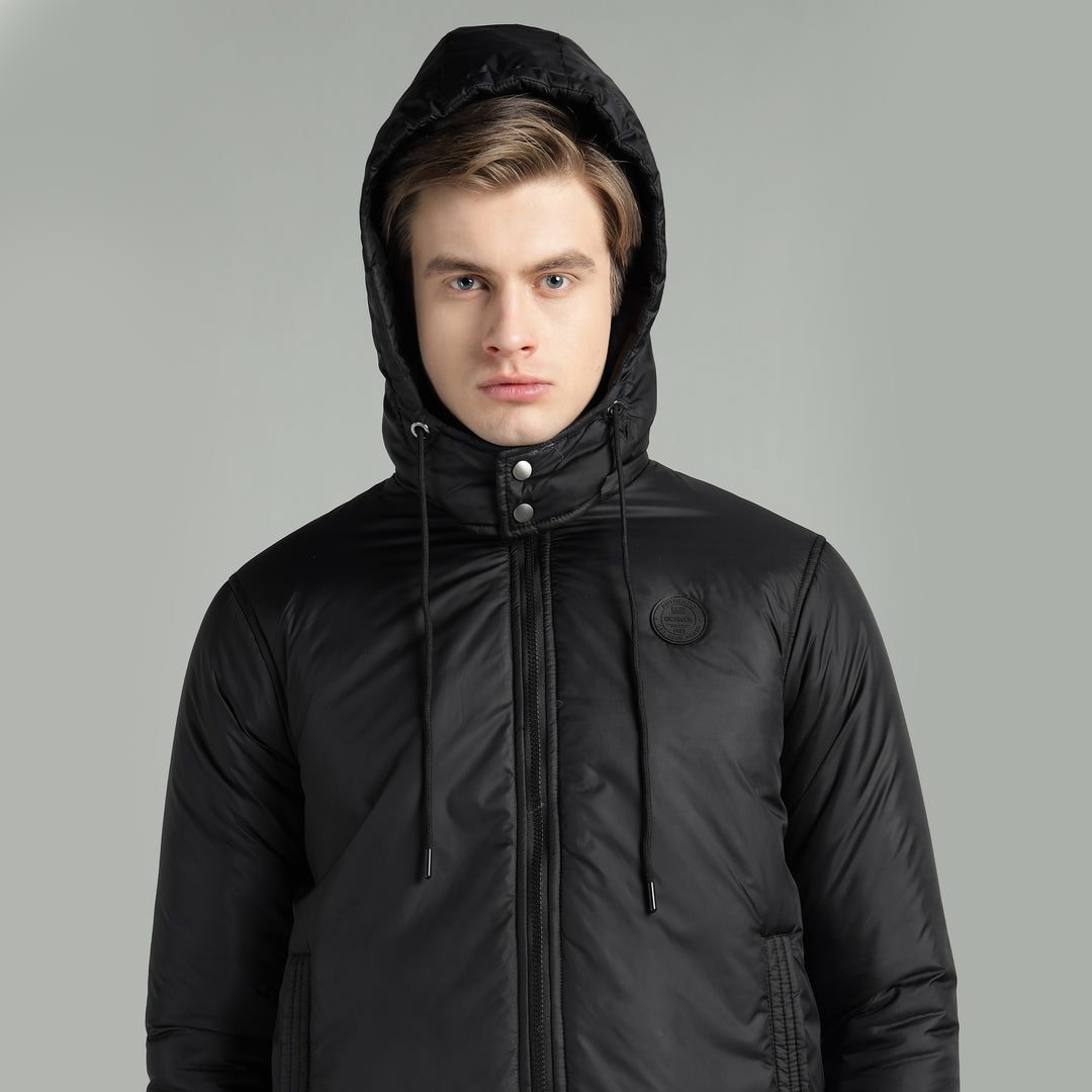 Men's Hooded Puffer Jacket With Zip Closer