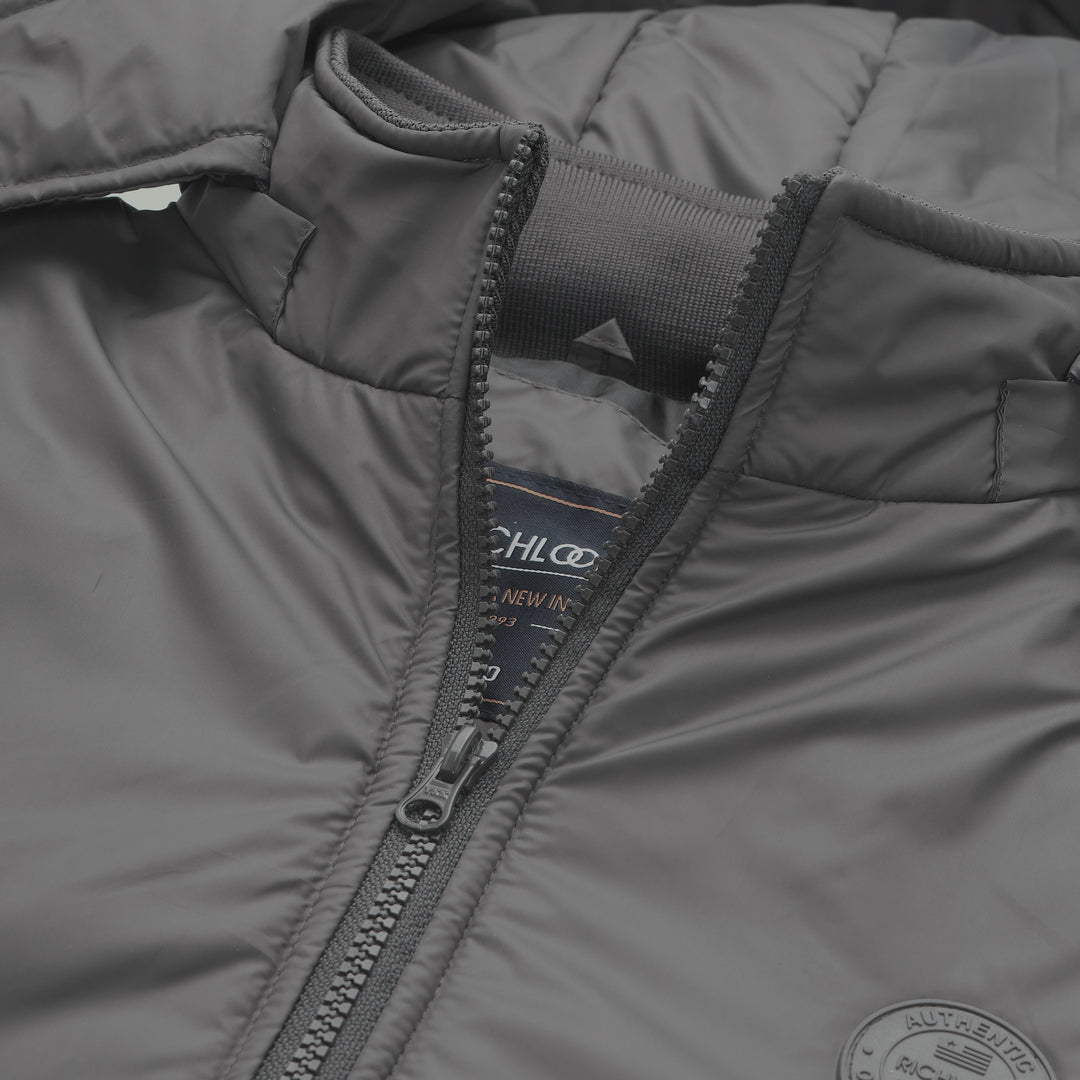 Men's Hooded Puffer Jacket With Zip Closer
