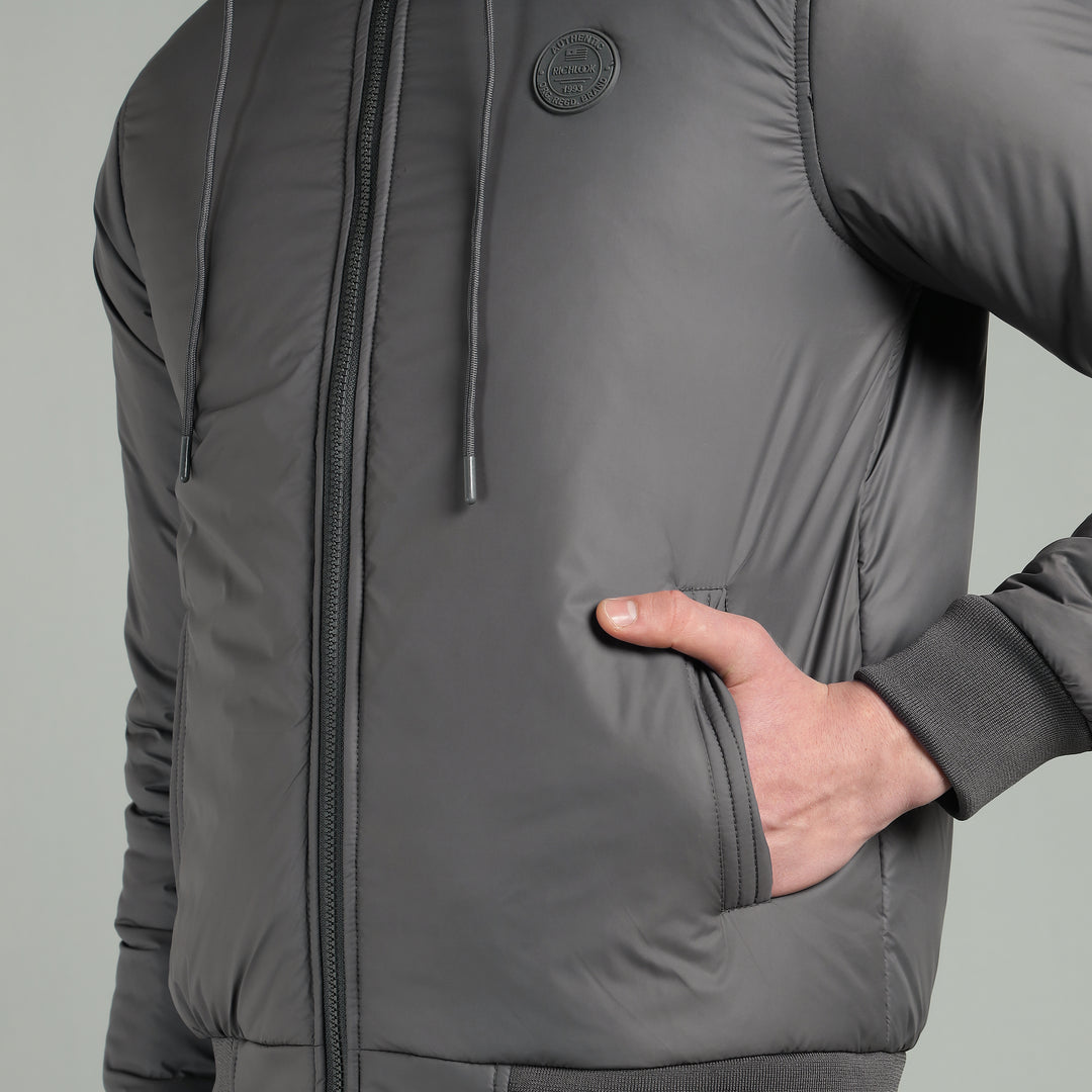 Men's Hooded Puffer Jacket With Zip Closer