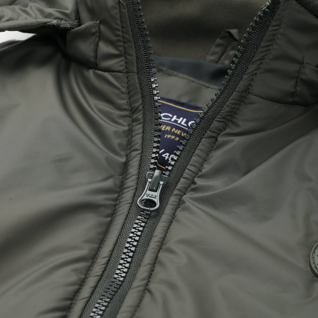 Men's Hooded Puffer Jacket With Zip Closer