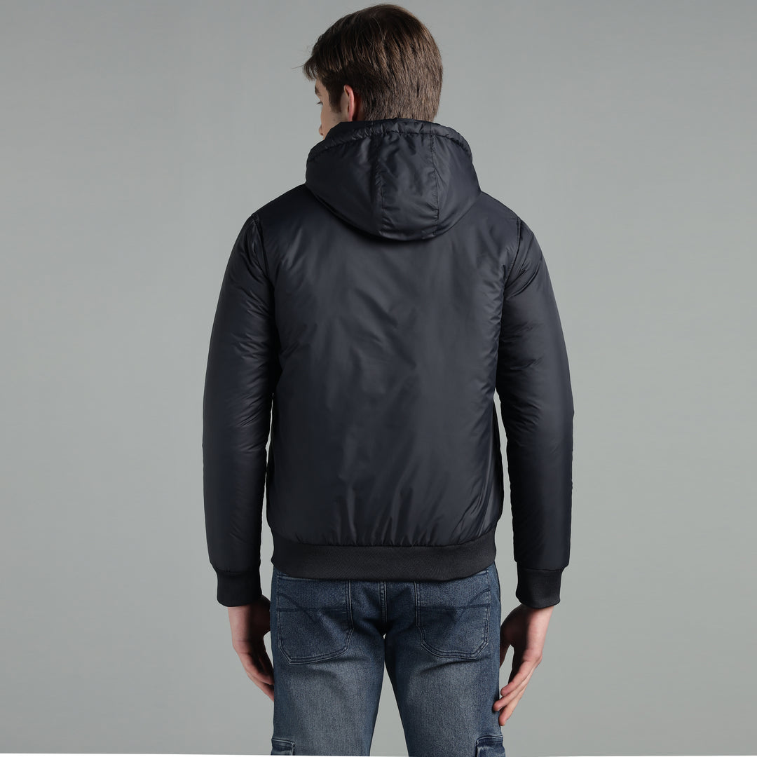Men's Hooded Puffer Jacket With Zip Closer