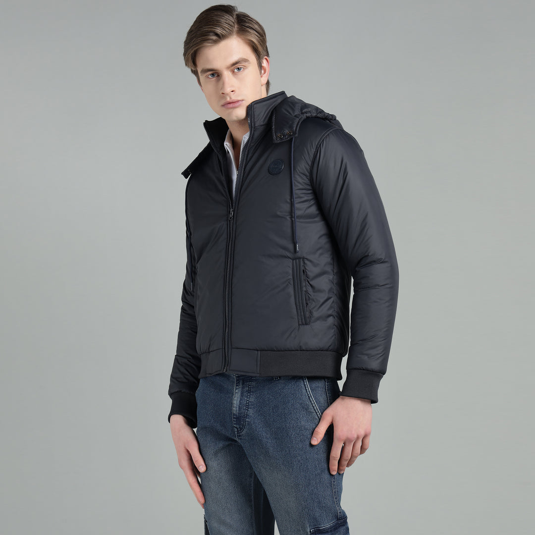 Men's Hooded Puffer Jacket With Zip Closer