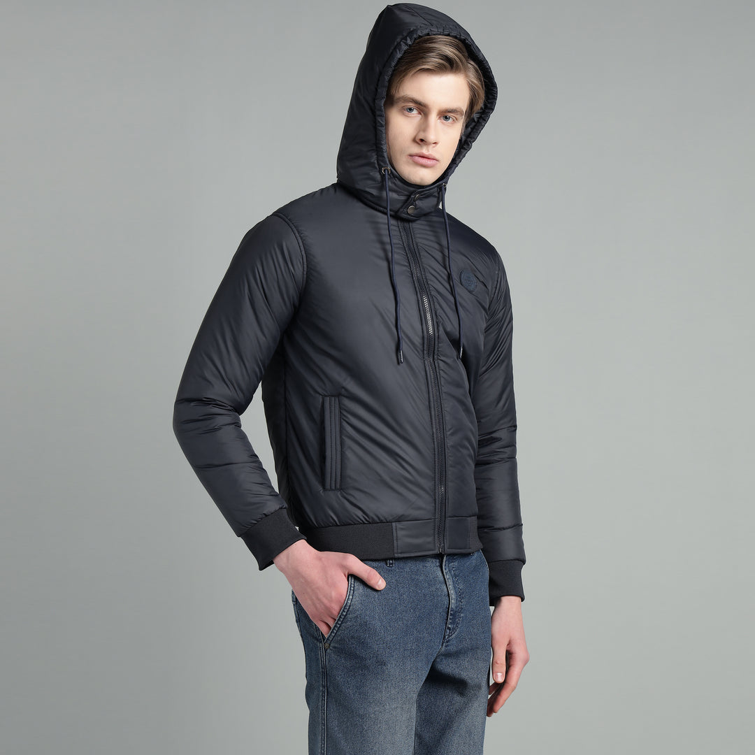 Men's Hooded Puffer Jacket With Zip Closer