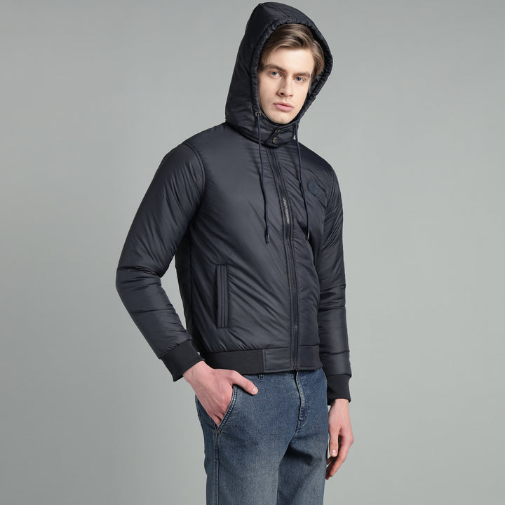 Men's Hooded Puffer Jacket With Zip Closer