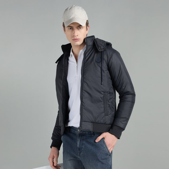 Men's Hooded Puffer Jacket With Zip Closer