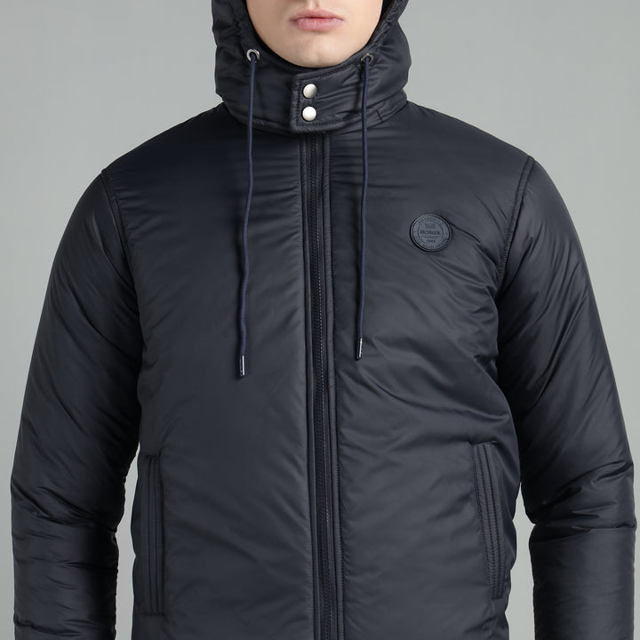 Men's Hooded Puffer Jacket With Zip Closer