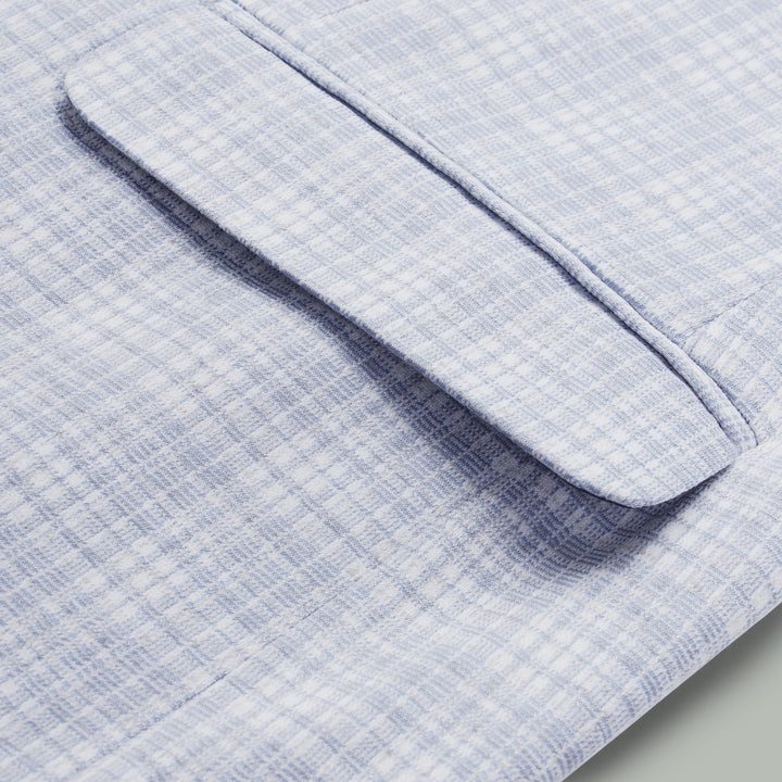 Men’s Light Grey & Light Blue Knitted Check Blazer