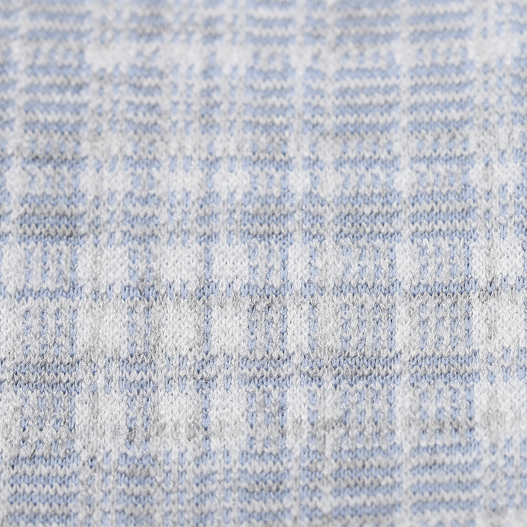 Men’s Light Grey & Light Blue Knitted Check Blazer