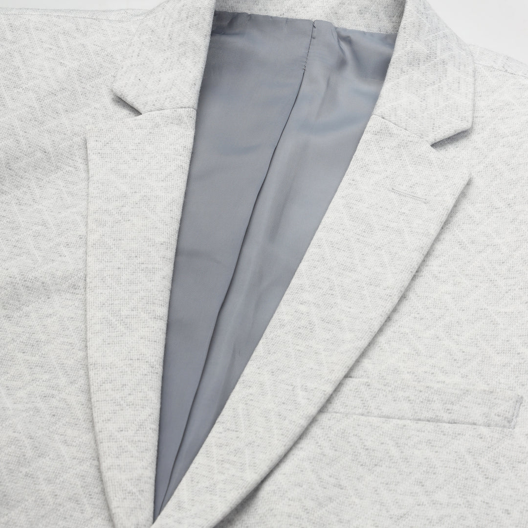 Men’s Light Grey Geometric Pattern Jacquard Blazer