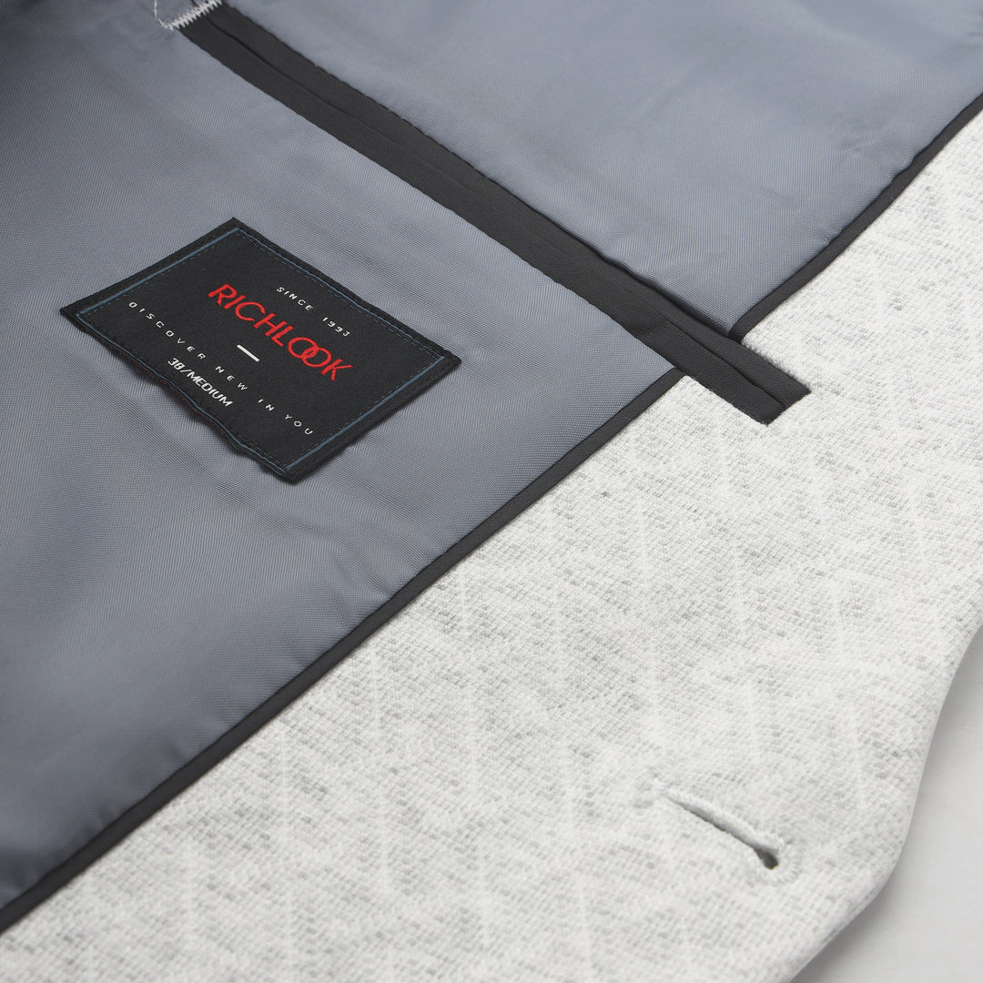 Men’s Light Grey Geometric Pattern Jacquard Blazer