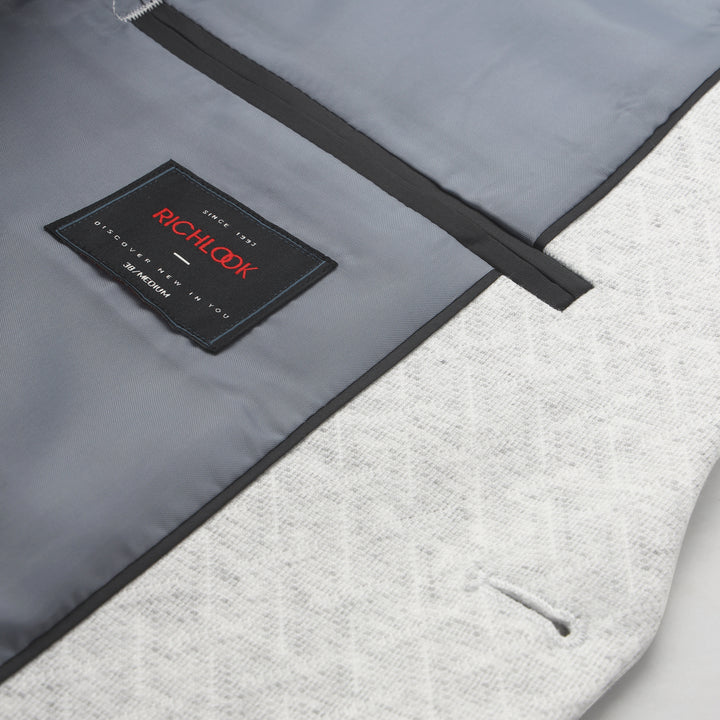 Men’s Light Grey Geometric Pattern Jacquard Blazer