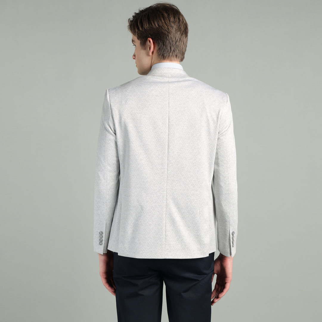 Men’s Light Grey Geometric Pattern Jacquard Blazer
