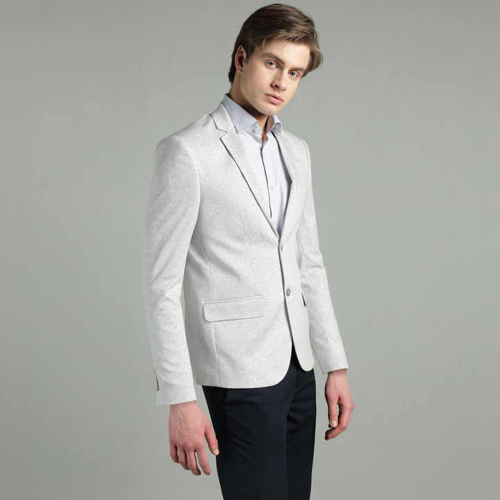 Men’s Light Grey Geometric Pattern Jacquard Blazer