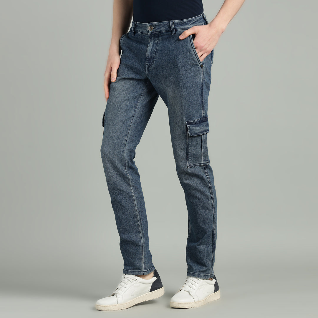Men’s Slim-Fit Denim Cargo Jeans