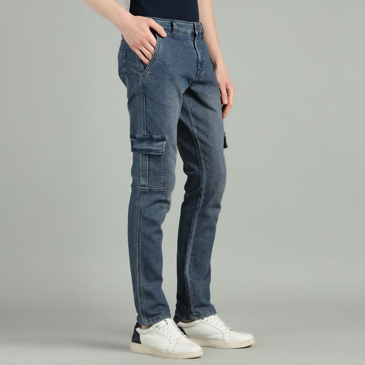 Men’s Slim-Fit Denim Cargo Jeans