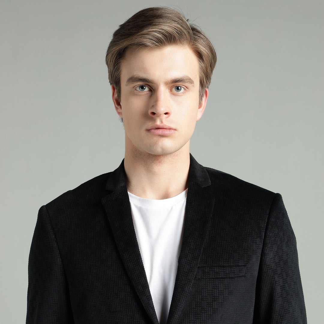Men’s Jacquard Weave Texture Slim Fit Blazer