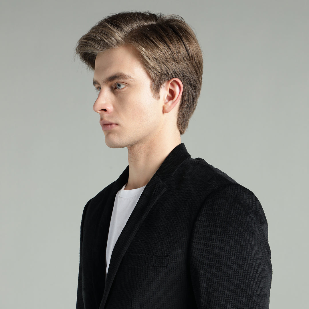 Men’s Jacquard Weave Texture Slim Fit Blazer