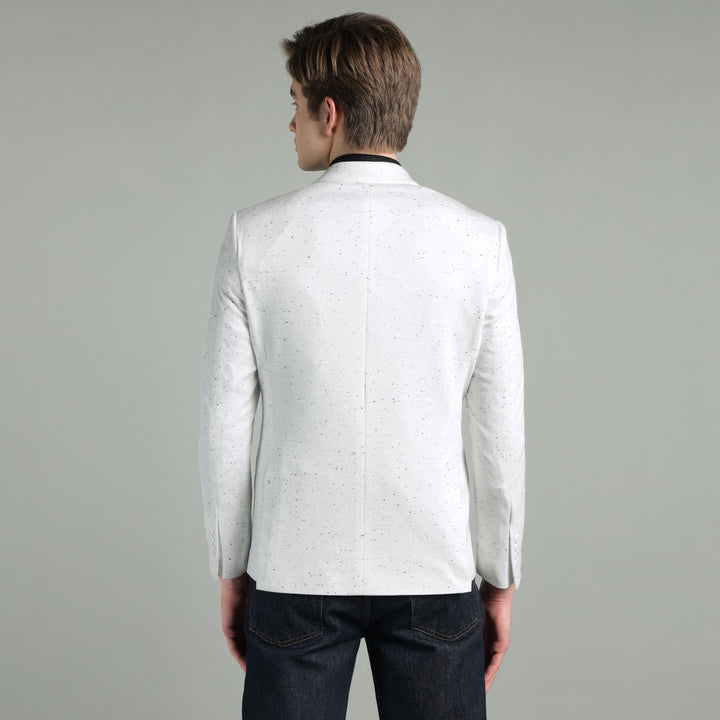Men’s White Speckled Textured Blazer