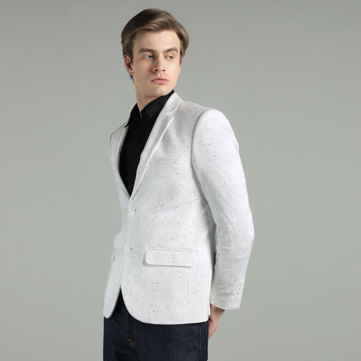 Men’s White Speckled Textured Blazer