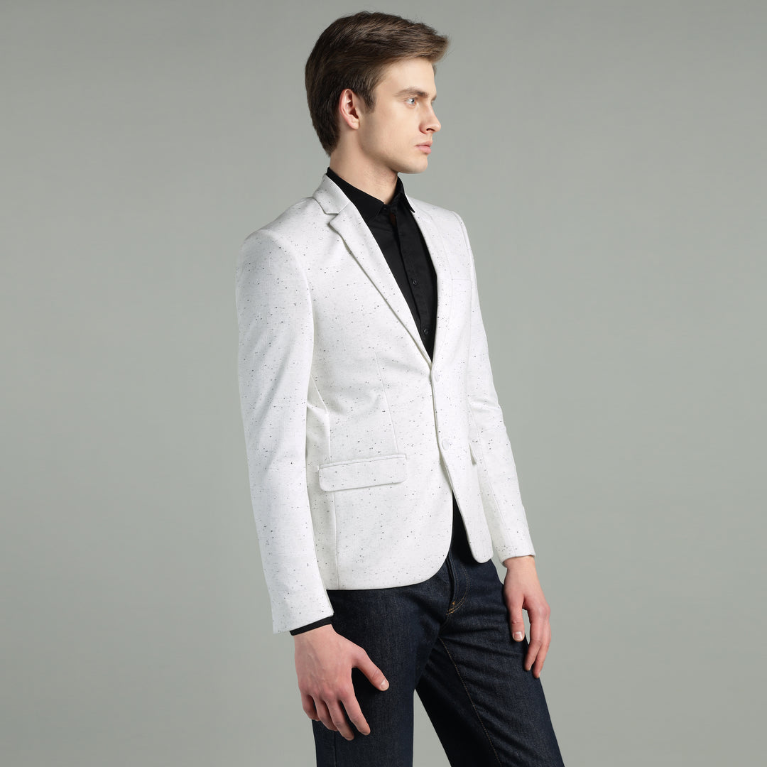 Men’s White Speckled Textured Blazer