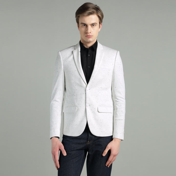 Men’s White Speckled Textured Blazer