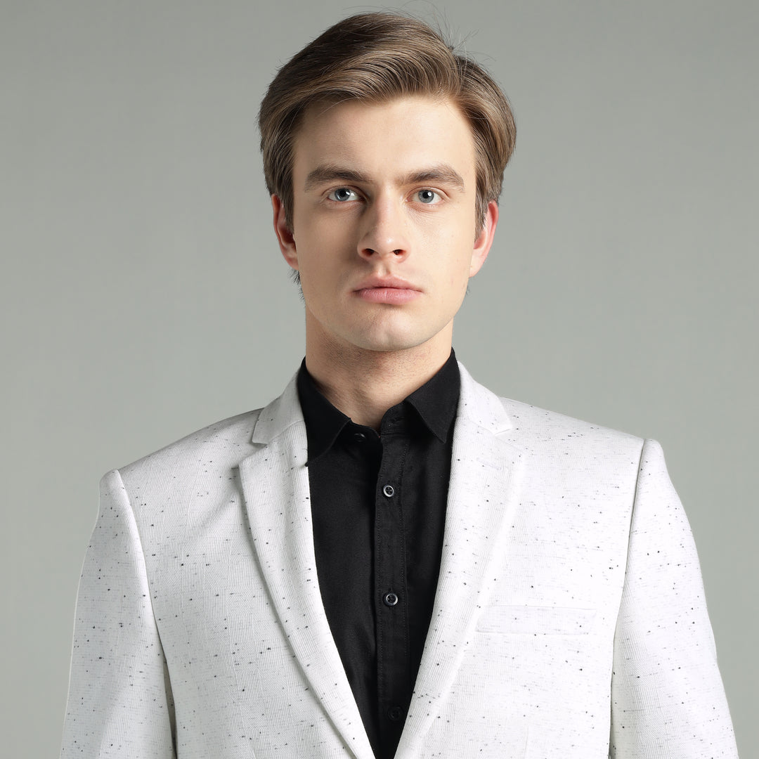 Men’s White Speckled Textured Blazer