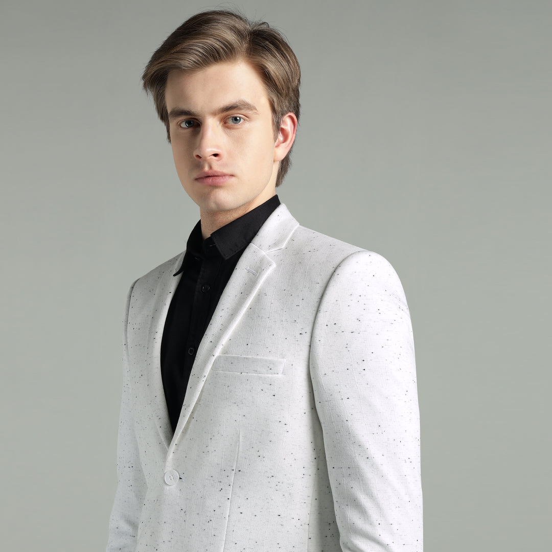 Men’s White Speckled Textured Blazer