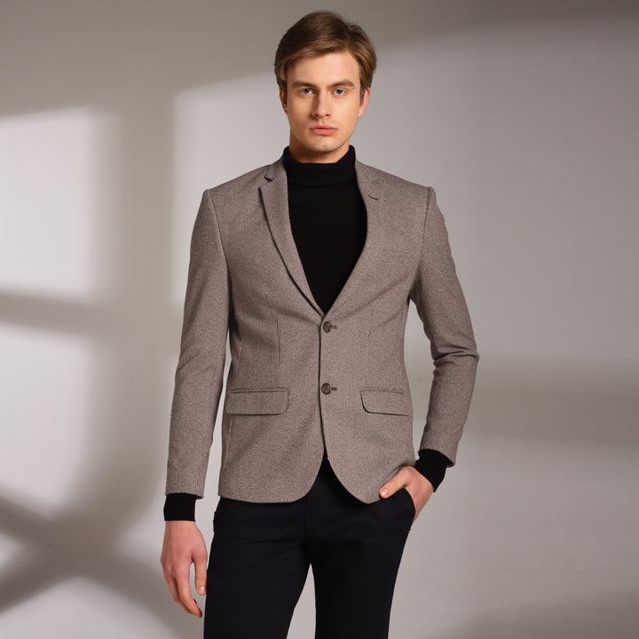Men's Micro Houndstooth Wool-Texture Slim Fit Blazer