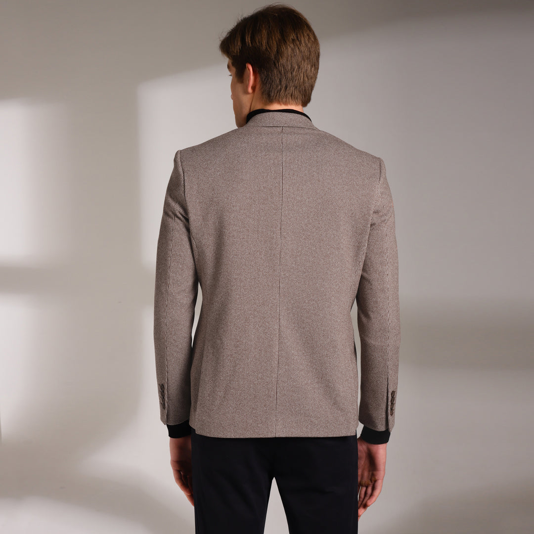 Men's Micro Houndstooth Wool-Texture Slim Fit Blazer