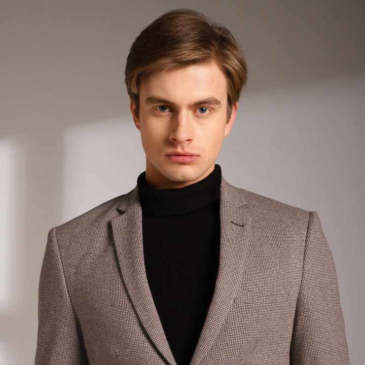 Men's Micro Houndstooth Wool-Texture Slim Fit Blazer