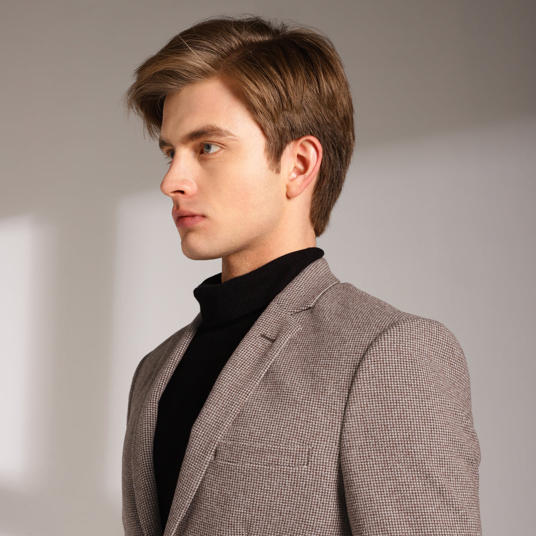 Men's Micro Houndstooth Wool-Texture Slim Fit Blazer