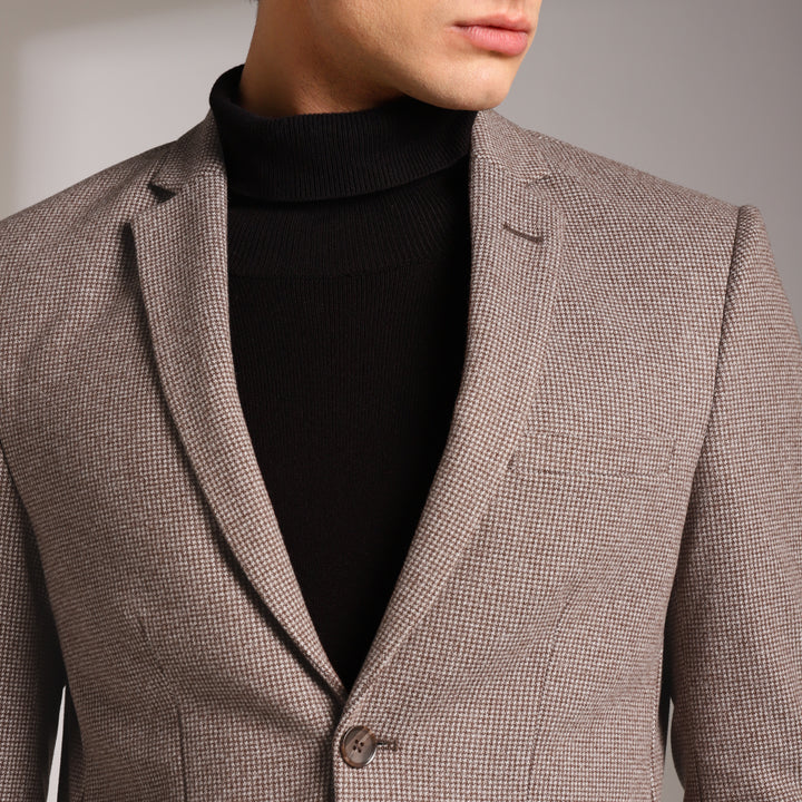 Men's Micro Houndstooth Wool-Texture Slim Fit Blazer
